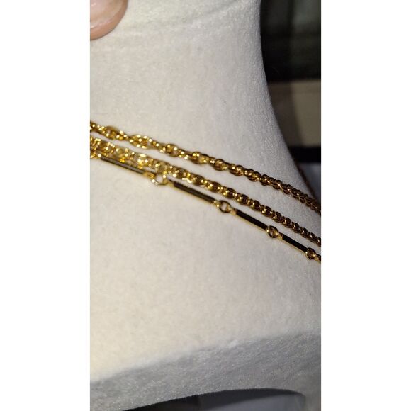 Elegant Vintage Women's Necklace Layered Gold Tone Evening Cocktail Party - Picture 8 of 10